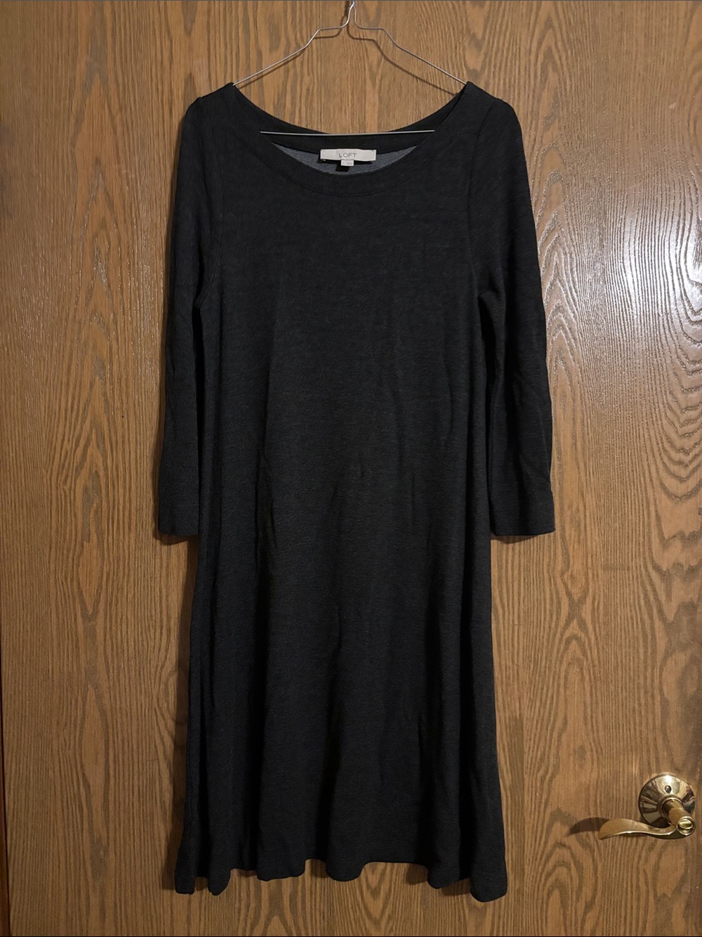 LOFT Charcoal Gray Long Sleeve A-Line Dress Size S